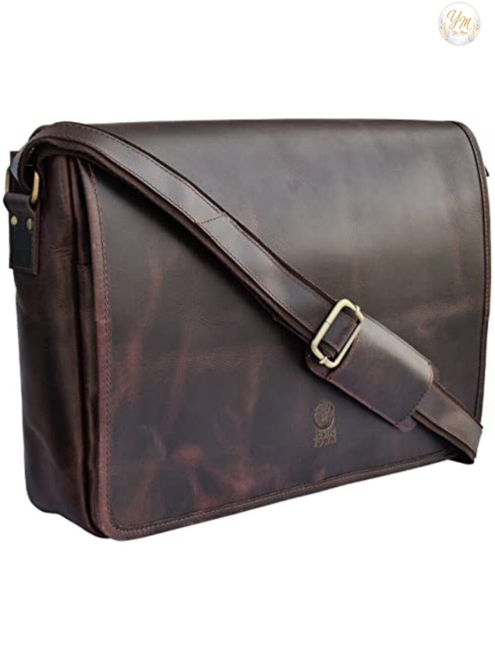 Full Grain Leather Messenger Bag for Men - 16 Inch Vintage Laptop Satchel